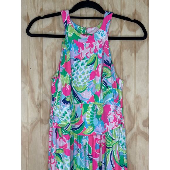 Lilly Pulitzer Tallula Maxi Dress Tank Style Ruched Waist Stretch Medium - Picture 4 of 8